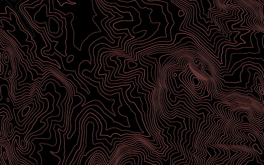 Abstract Topographic Contour Lines in Red on Black Background HD wallpaper