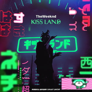 The Weeknd Kiss Land Album Artwork with Neon Japanese Typography and Silhouette HD phone wallpaper