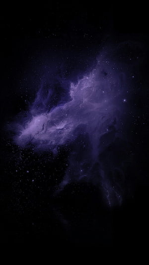 Violet Nebula Clouds Drifting Through the Dark Cosmos with Scattered Stars HD phone wallpaper