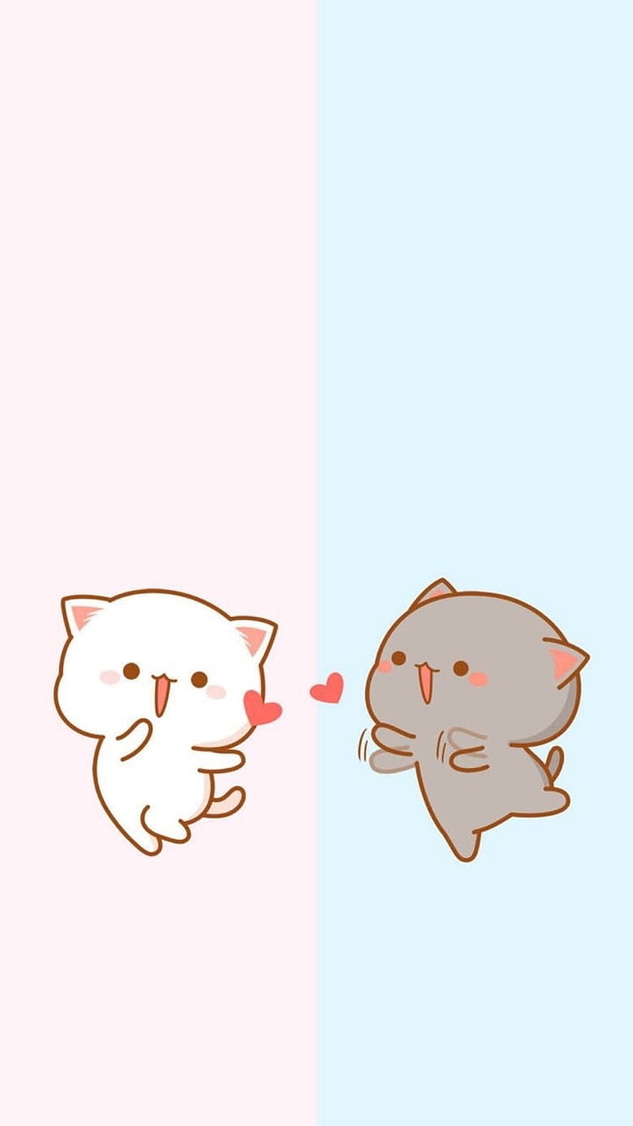 Mochi Cat and Mochi Peach Cute Kawaii Couple Illustration HD phone wallpaper