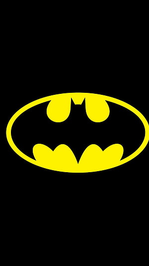 Classic Yellow Batman Emblem on Black Background Minimalist Icon HD phone wallpaper