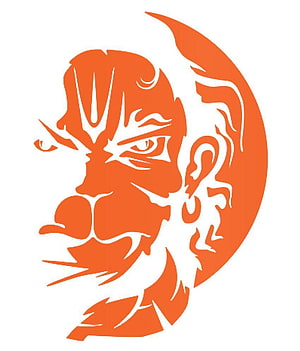 Angry Hanuman Face Illustration in Orange Silhouette Style, Angry Hanuman Clipart Png HD phone wallpaper