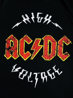 AC/DC High Voltage Classic Rock Band Logo Black T-Shirt Design HD phone wallpaper