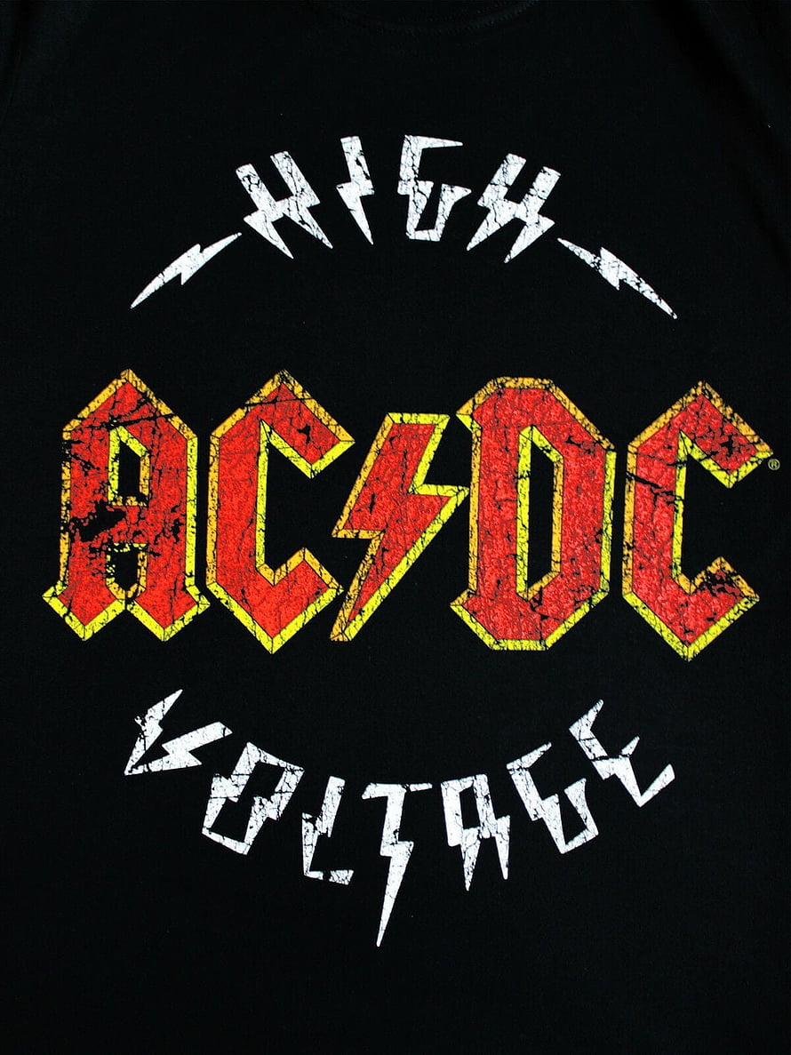 AC/DC High Voltage Classic Rock Band Logo Black T-Shirt Design HD phone wallpaper
