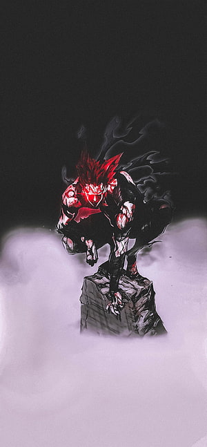 Cosmic Garou from One Punch Man in a Dark, Red-Eyed Crouching Pose, Garou I Made : R OnePunchMan, Cosmic Garou HD phone wallpaper