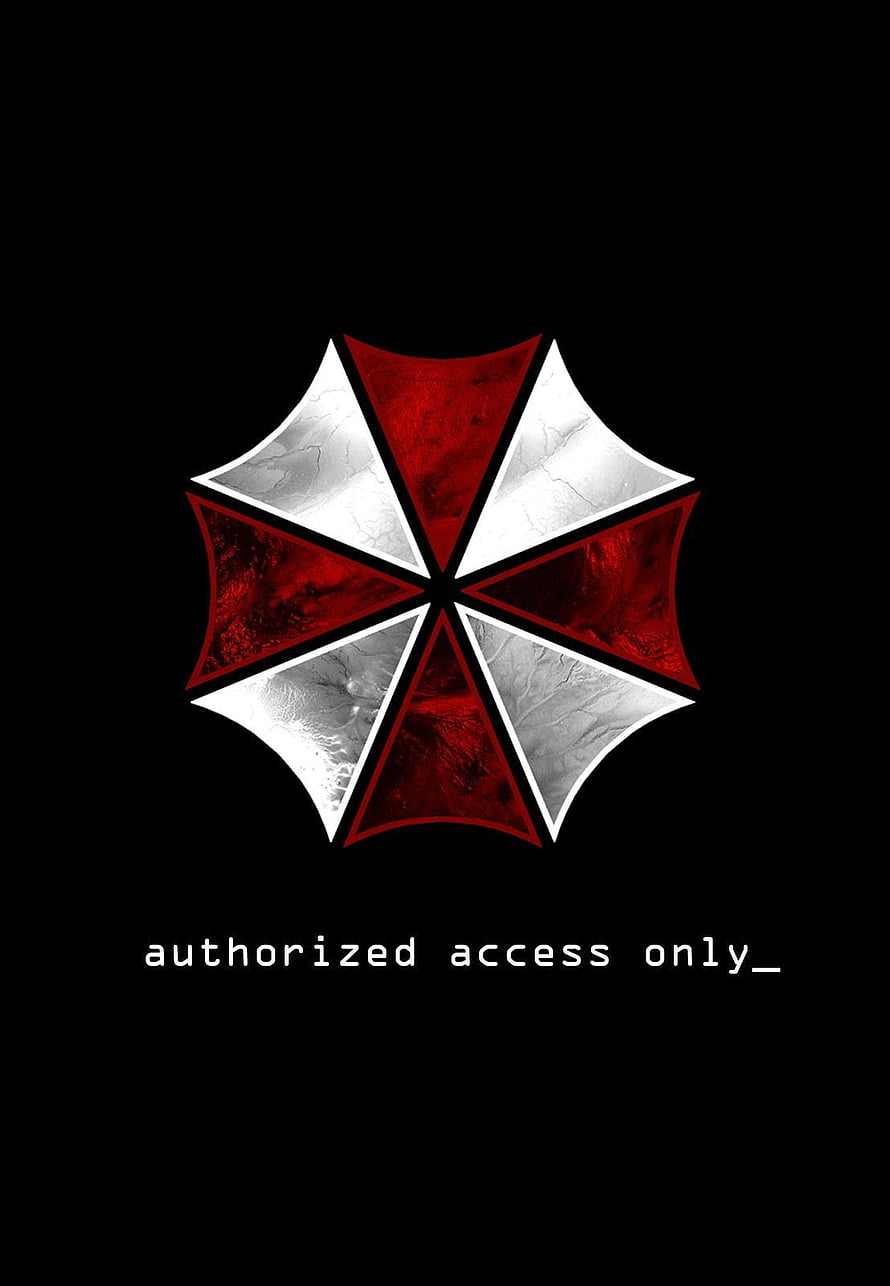 Resident Evil Umbrella Corporation Logo with Authorized Access Text on Black Background HD phone wallpaper