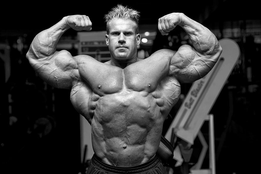 Jay Cutler Black and White Bodybuilding Pose in the Gym HD wallpaper
