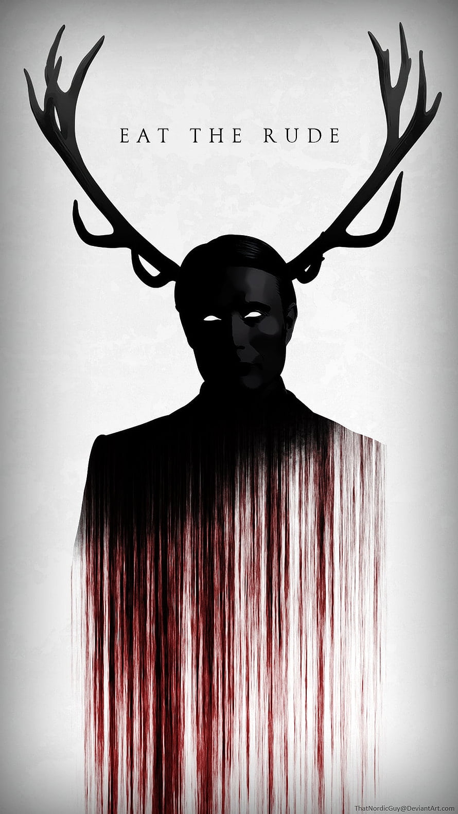 Hannibal Lecter Dark Silhouette with Antlers and Blood Streaks HD phone wallpaper
