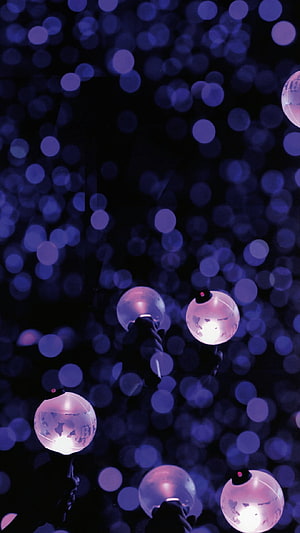 BTS Purple Aesthetic with Glowing Spheres and Bokeh Lights HD phone wallpaper