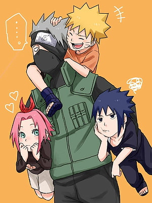 Naruto Team 7 Family Portrait with Kakashi, Naruto, Sasuke, and Sakura HD phone wallpaper