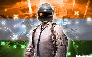 PUBG Mobile India Soldier in Helmet with Tactical Gear and Orange Sky Background HD wallpaper