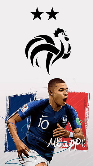 Kylian Mbappe France National Team Number 10 Digital Illustration HD phone wallpaper