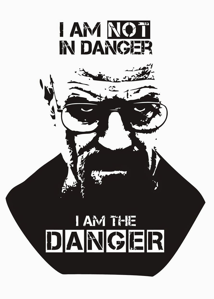Breaking Bad Walter White I Am The Danger Black and White Stencil Portrait HD phone wallpaper