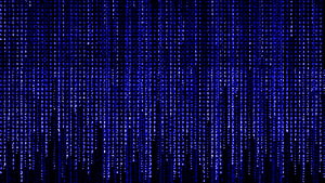 Blue Digital Matrix Code Rain on Black Background HD wallpaper