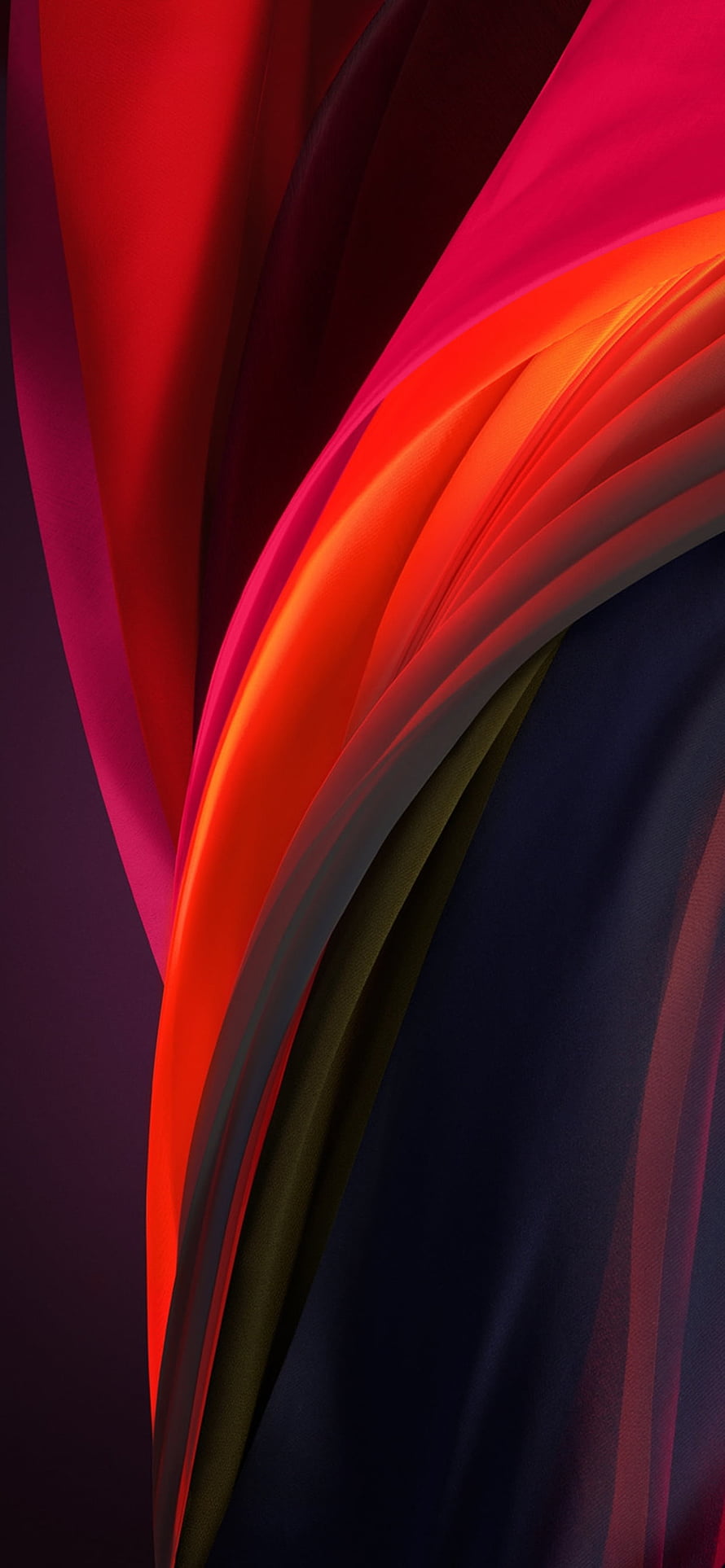 Vibrant Abstract Flowing Silk Ribbons in Red Orange and Deep Purple Tones HD phone wallpaper