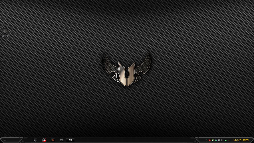 ASUS TUF Gaming Logo on Dark Carbon Fiber Texture Desktop Background HD wallpaper