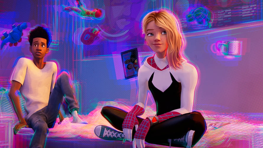Gwen Stacy and Miles Morales in Spider-Man Across the Spider-Verse Animated Scene HD wallpaper