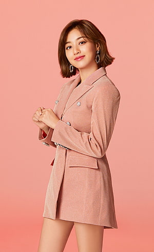 Jihyo from Twice in a Sparkling Pink Blazer Dress with Statement Earrings HD phone wallpaper