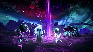 Plants vs Zombies Garden Warfare 2 Alien Battlefield with Neon Beam and Cactus HD wallpaper