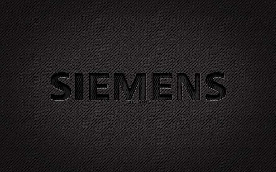 Siemens Carbon Fiber Logo on Dark Diagonal Textured Background HD wallpaper