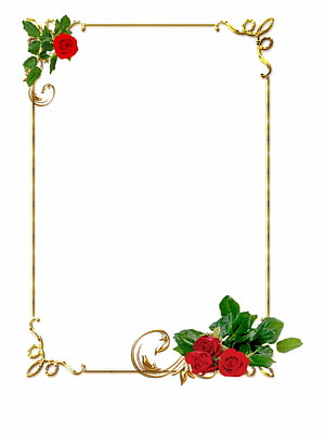 Elegant Gold Ornamental Frame with Red Roses and Green Leaves on White Background HD phone wallpaper