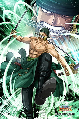 Roronoa Zoro Asura Form Wielding Three Swords in Dynamic One Piece Anime Artwork HD phone wallpaper