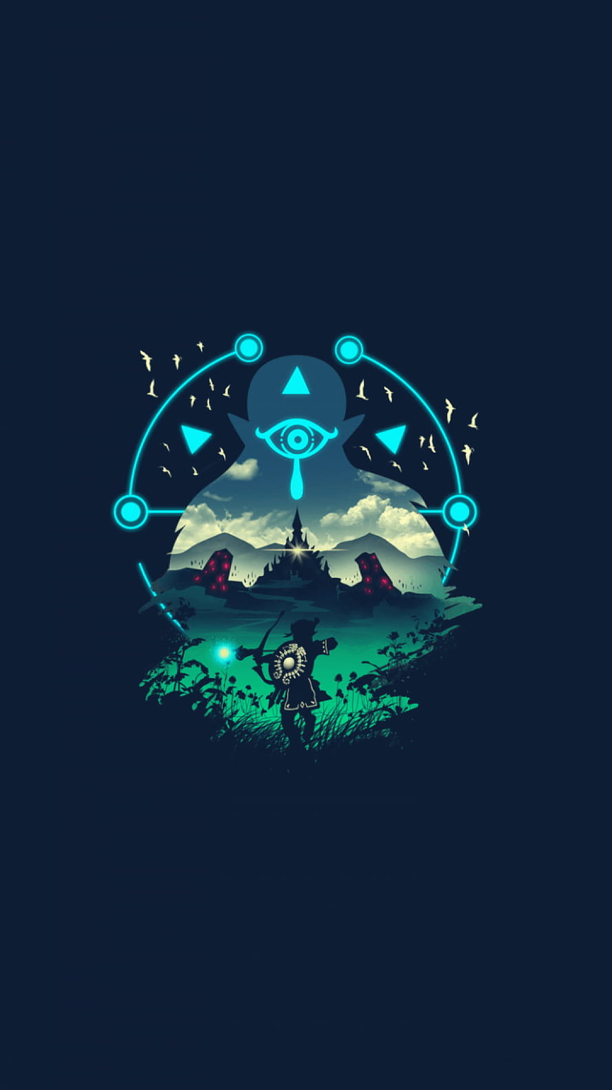 The Legend of Zelda Twilight Princess Artwork with Link and Castle Silhouette HD phone wallpaper