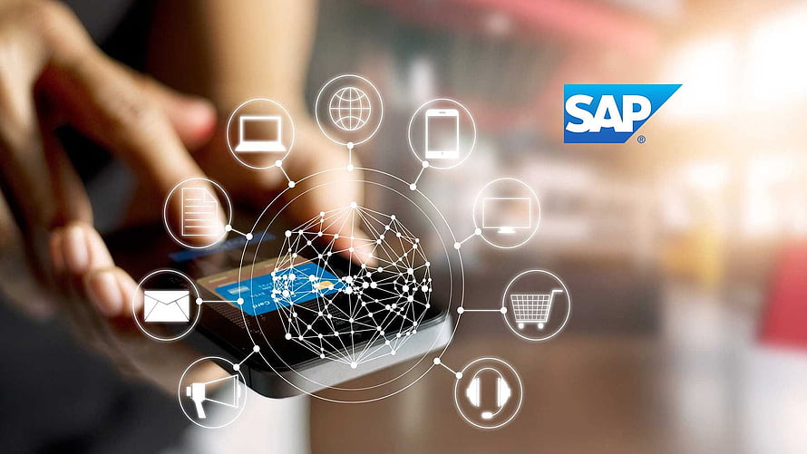 SAP Digital Supply Chain Concept with Mobile Payment and Network Connectivity Icons HD wallpaper