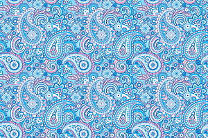 Intricate Blue and Pink Paisley Pattern with Floral Motifs and Ornamental Swirls HD wallpaper