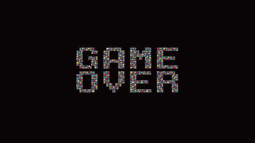 Retro Pixel Art Gamer Text on Black Background HD wallpaper