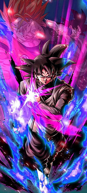 Dragon Ball Super Goku Black Anime Character with Purple Energy Aura and Spiky Hair HD phone wallpaper