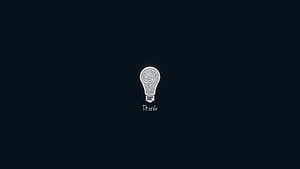 Minimalist Lightbulb Icon with Think Text on Dark Background HD wallpaper