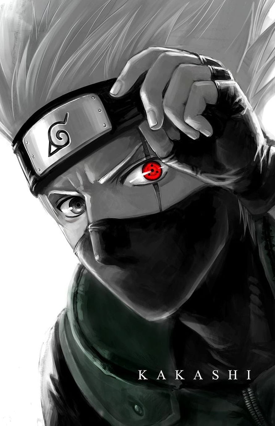 Hatake Kakashi Sharingan Eye Close-Up Anime Illustration HD phone wallpaper