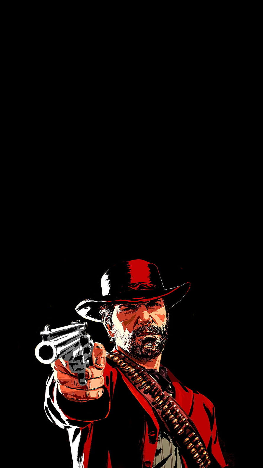 Arthur Morgan from Red Dead Redemption 2 in a dramatic red and black comic style illustration HD phone wallpaper