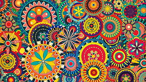 Vibrant Multicolored Floral Mandala Pattern with Intricate Geometric Circular Motifs HD wallpaper