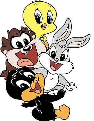 Baby Looney Tunes Group Featuring Bugs Bunny, Daffy Duck, Taz, and Tweety in a Cheerful Cartoon Illustration HD phone wallpaper
