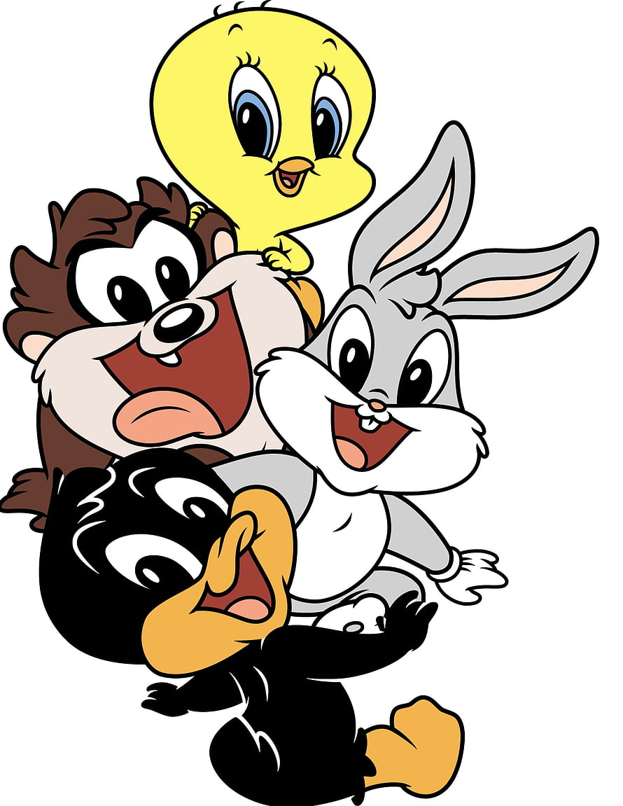 Baby Looney Tunes Group Featuring Bugs Bunny, Daffy Duck, Taz, and Tweety in a Cheerful Cartoon Illustration HD phone wallpaper