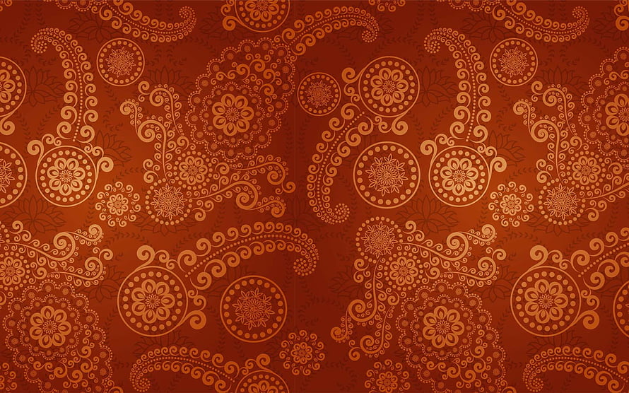 Rich Rust Orange Floral Paisley Pattern with Intricate Mandala and Scrollwork Design HD wallpaper