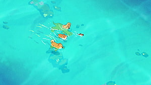 Cute Corgi Dogs Swimming in Turquoise Water with Green Flippers HD wallpaper