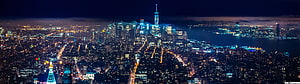 New York City Skyline at Night with One World Trade Center and Manhattan Grid HD wallpaper
