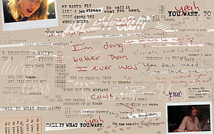 Taylor Swift Call It What You Want Lyrics Collage with Polaroid Photos and Handwritten Notes HD wallpaper