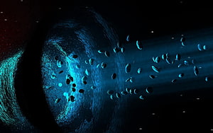 Astronomical Black Hole Accretion Disk With Orbiting Asteroids In Deep Space HD wallpaper