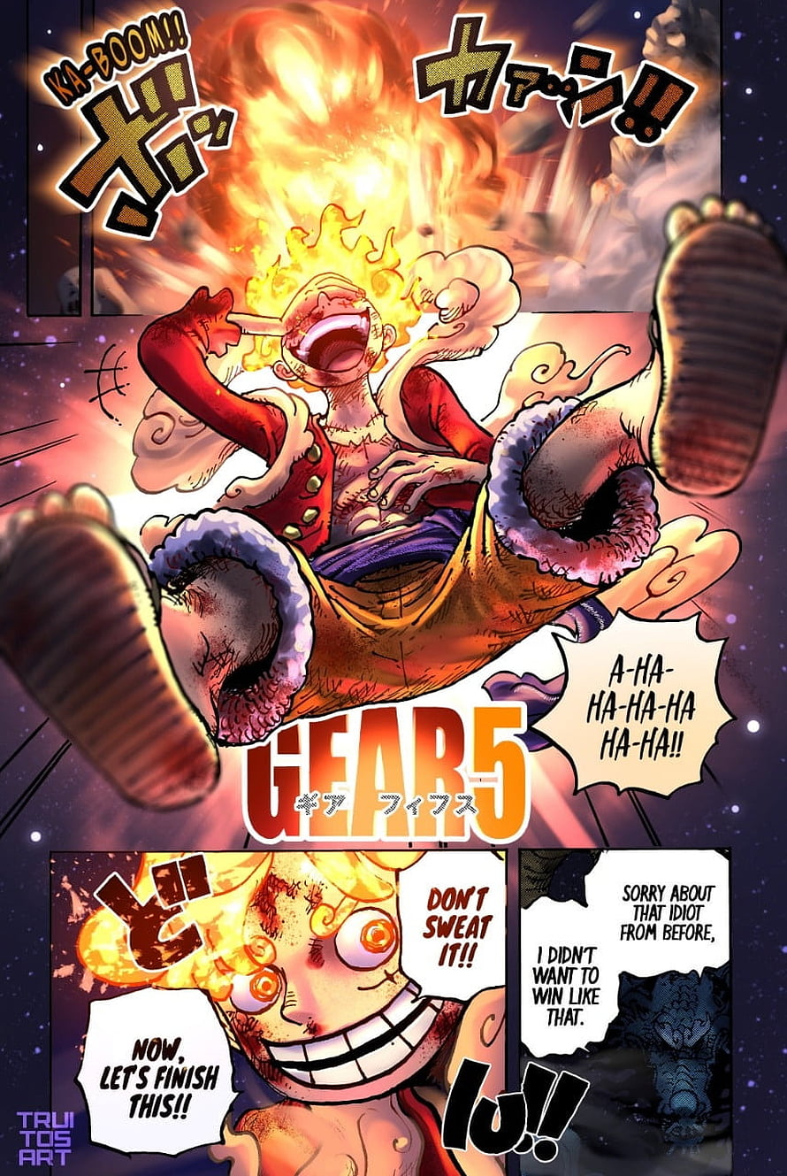 Monkey D. Luffy Gear 5 Transformation in One Piece Manga Panel HD phone wallpaper