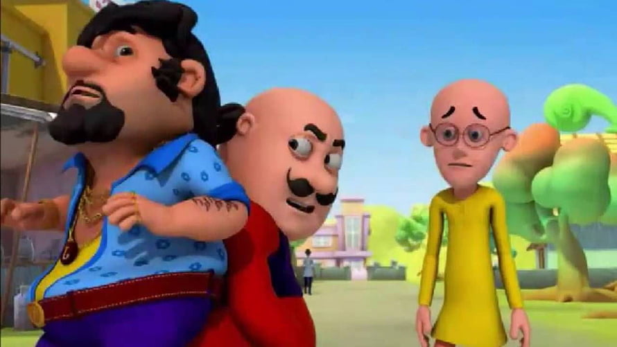 Motu Patlu 3D Animated Cartoon Characters in Vibrant Outdoor Scene HD wallpaper