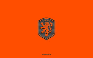Netherlands National Football Team Lion Emblem on Vibrant Orange Background HD wallpaper