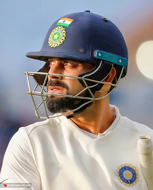 Virat Kohli in Indian Test Cricket Gear with Helmet and Bat HD phone wallpaper