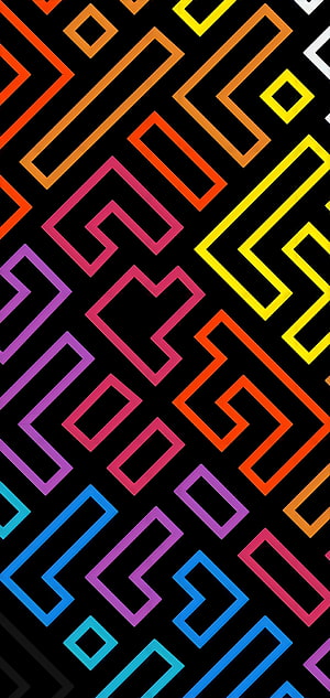 Vibrant Geometric Line Art Pattern on Black Background HD phone wallpaper
