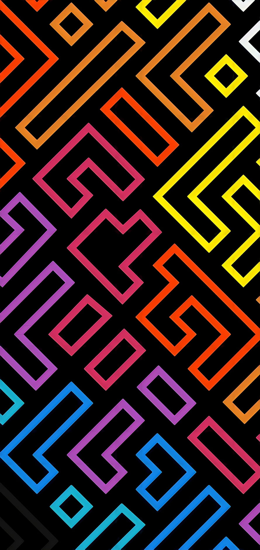 Vibrant Geometric Line Art Pattern on Black Background HD phone wallpaper