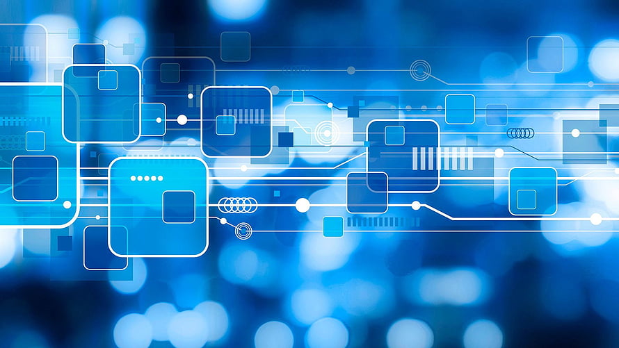 Abstract Blue Circuit Board Technology Background with Digital Network Nodes HD wallpaper