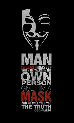 Guy Fawkes Mask Graphic with Oscar Wilde Quote on Black Background HD phone wallpaper